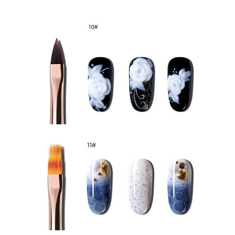 Juego de 12 Uds. De delineador de pinceles para esmalte de diseño de uñas profesional para pintura acrílica en Gel UV