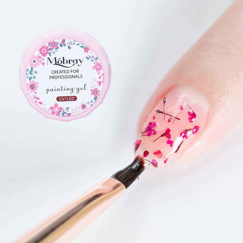 Polaco de gel de u&ntilde;as de flor seca